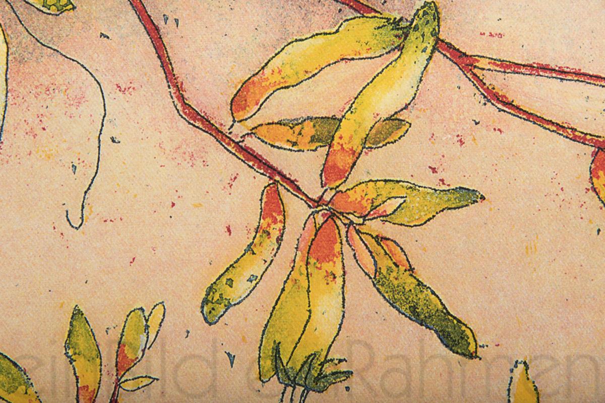 Ein Giclée-Druck auf Leinwand von Jutta Votteler,Vögel,Blumen,Bunt,Handsigniert,Limitiert